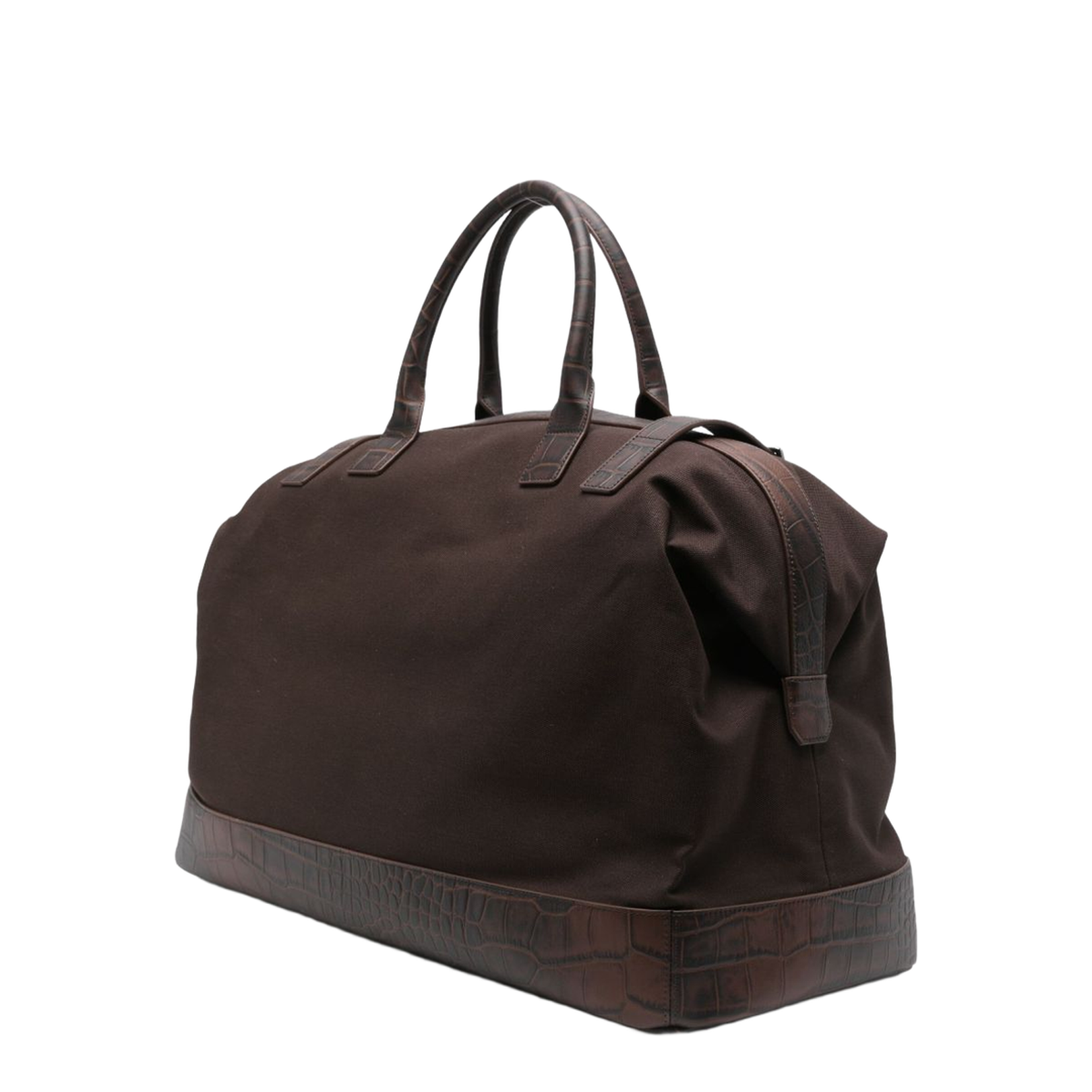 Duffel Bag with Crocodile-Print Leather Details