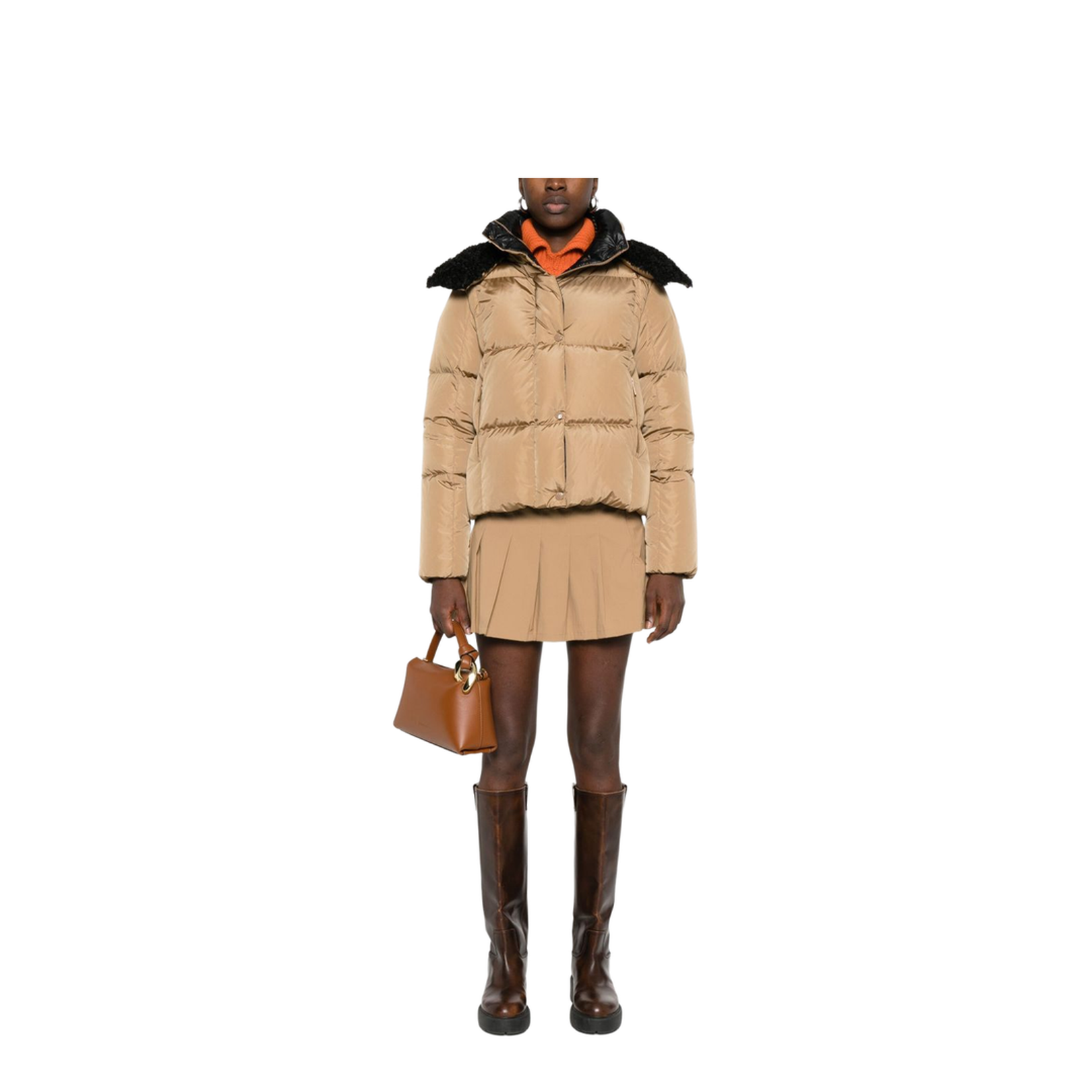 Castelnou Square-Quilted Hooded Short Down Jacket