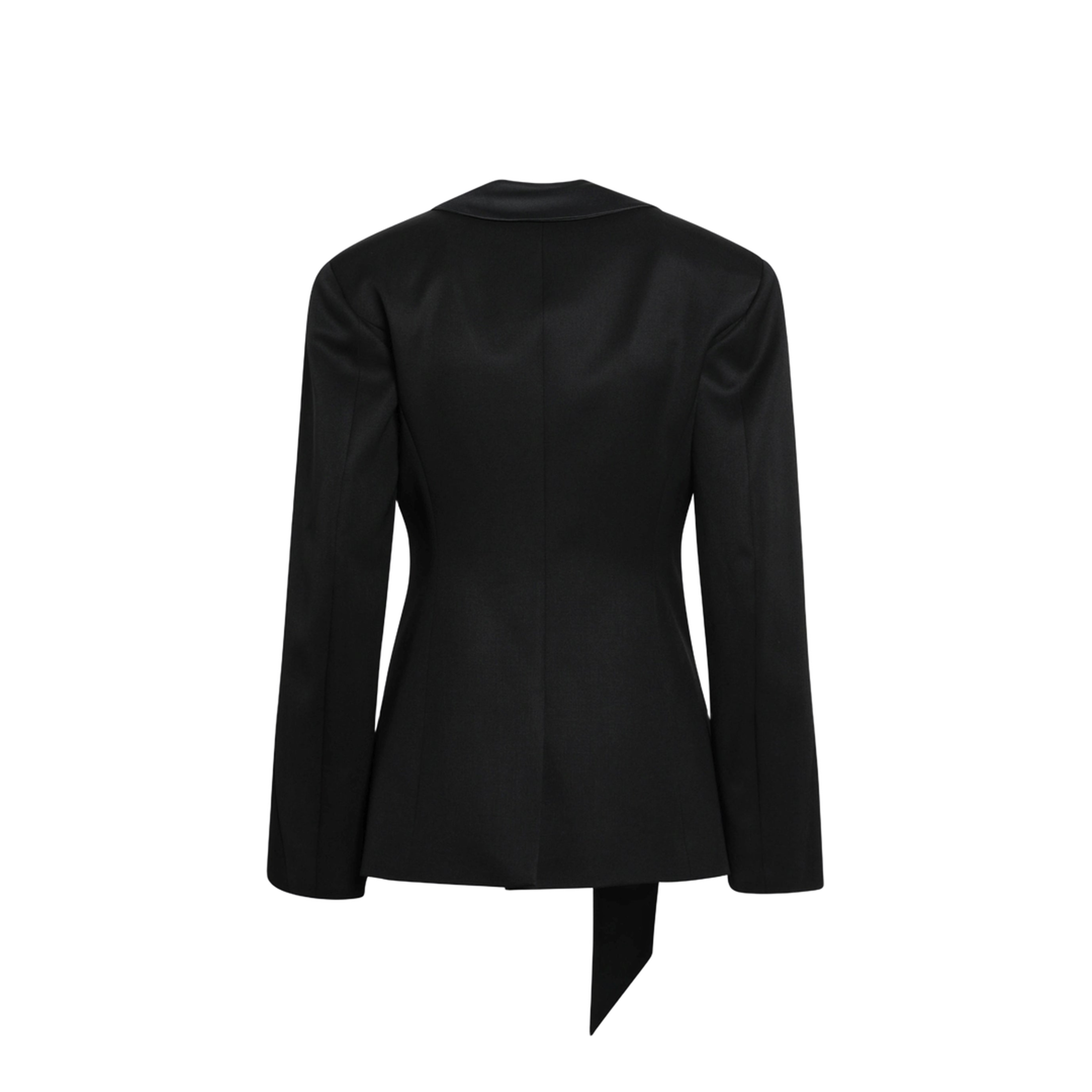 MAYFEYR - The Attico - Black Virgin Wool Tuxedo Jacket With Satin Lapels - 261WCG00097WWW065AA100