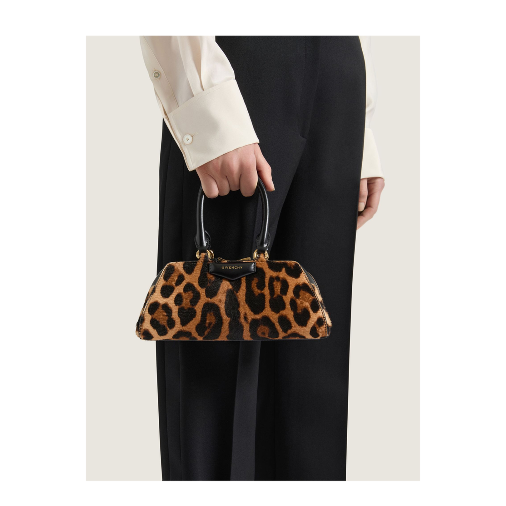 Mini Antigona East-West Bag in Leopard Pony Effect Leather
