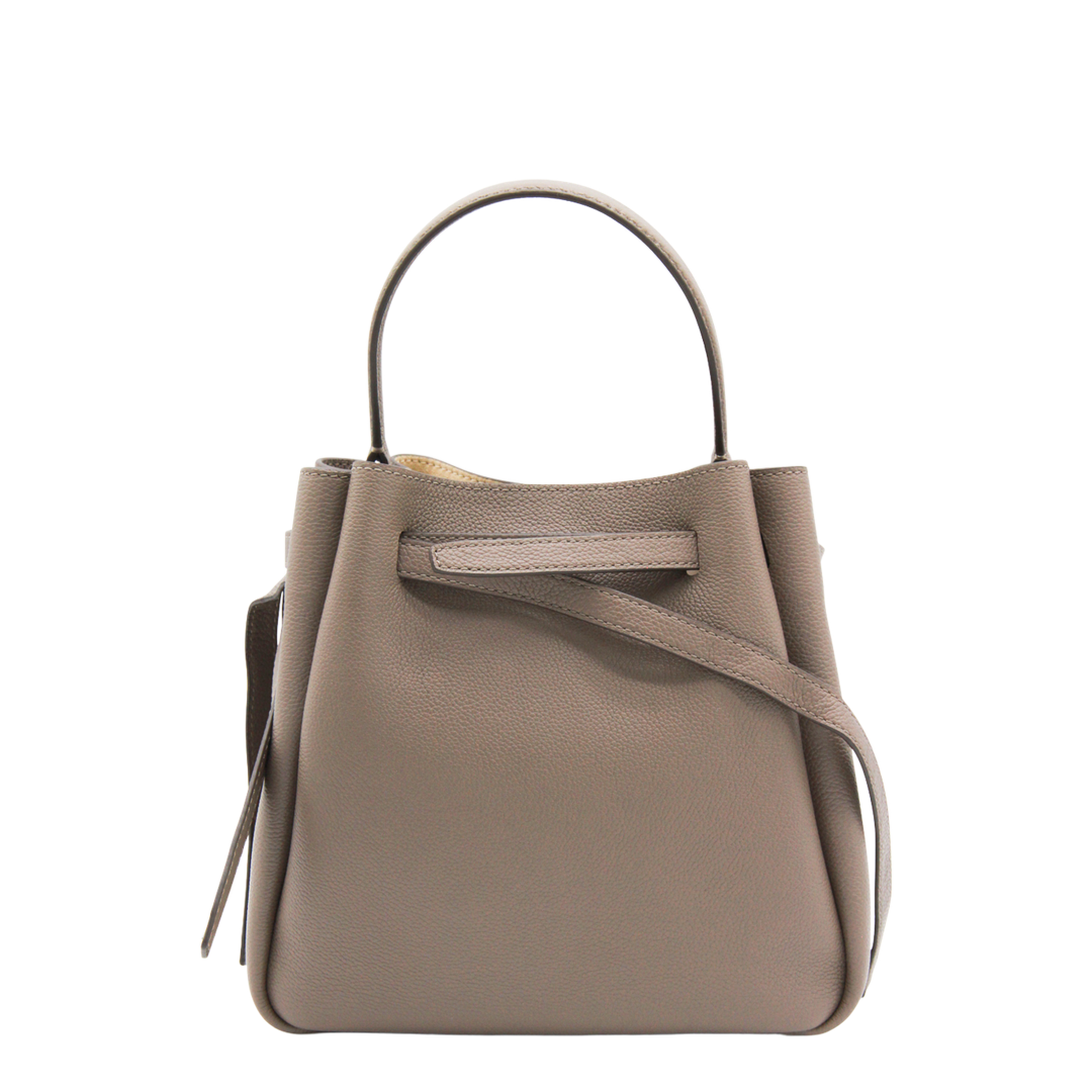 Romy Pebbled Leather Bucket Bag - Soft Cement