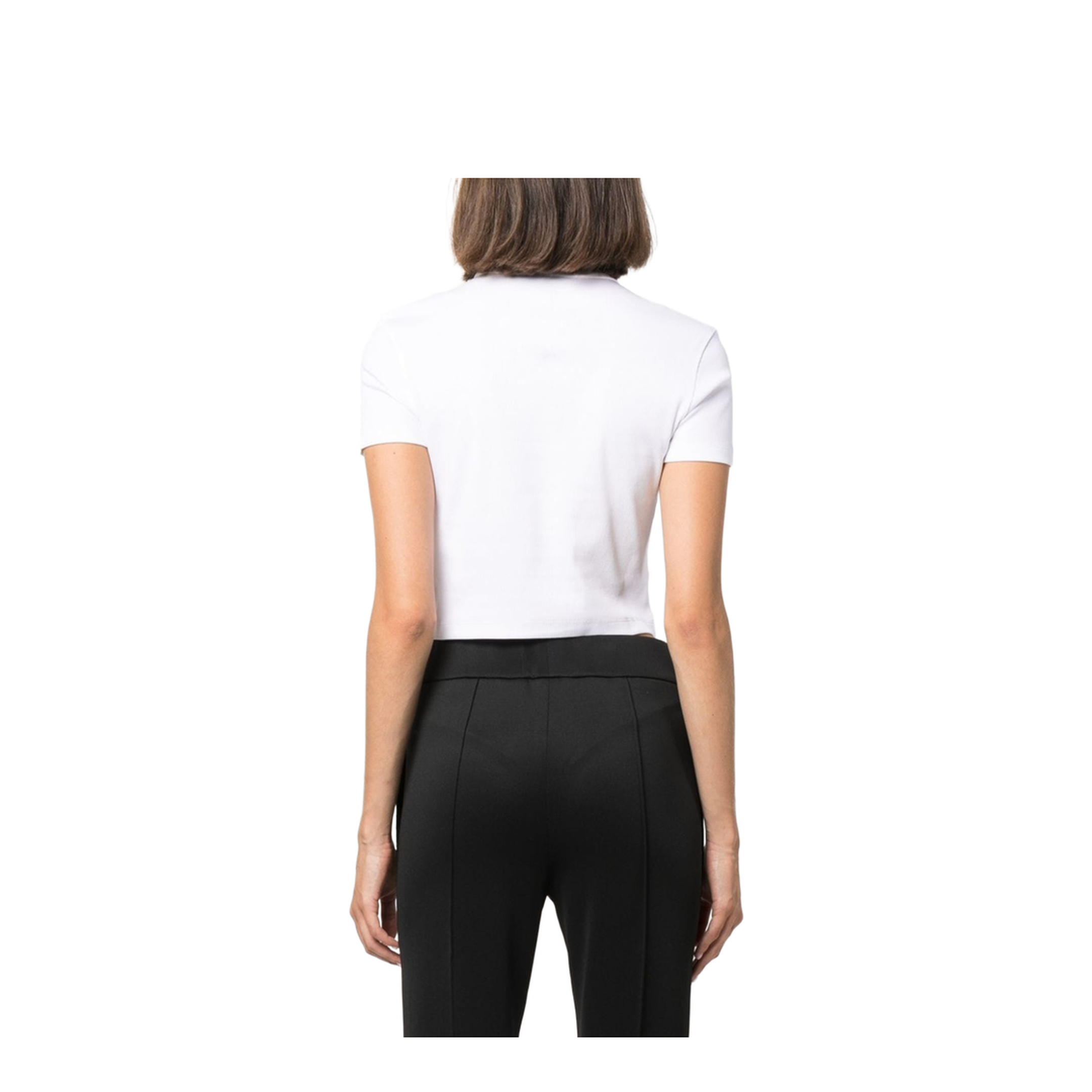 White Cropped T-Shirt with Logo