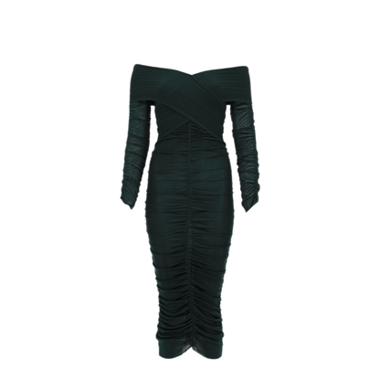 MAYFEYR - Self Portrait - Viscose Gathered Midi Dress - RS26011MAGGREEN