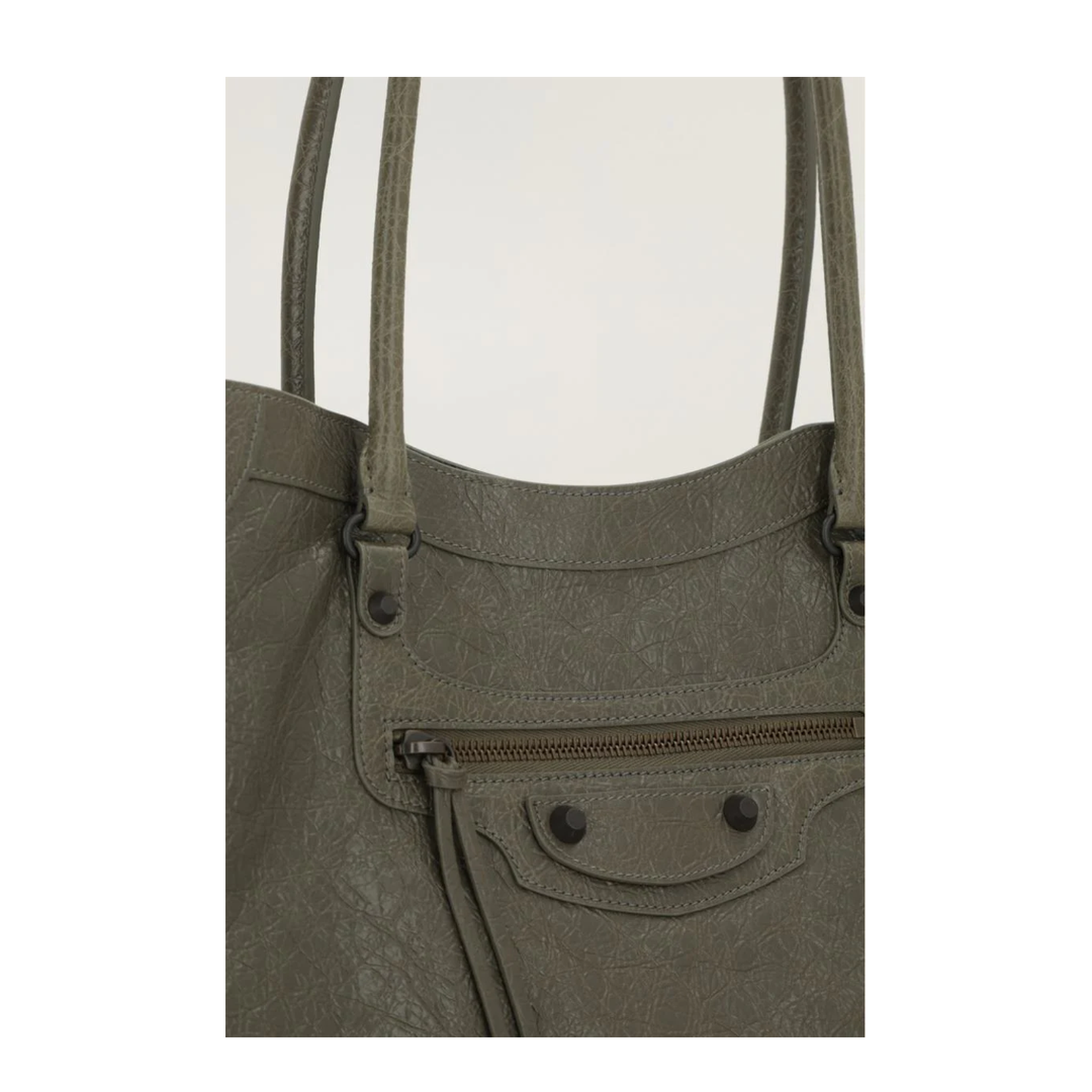 Tote Bag Crafted from Army Green Arena Leather