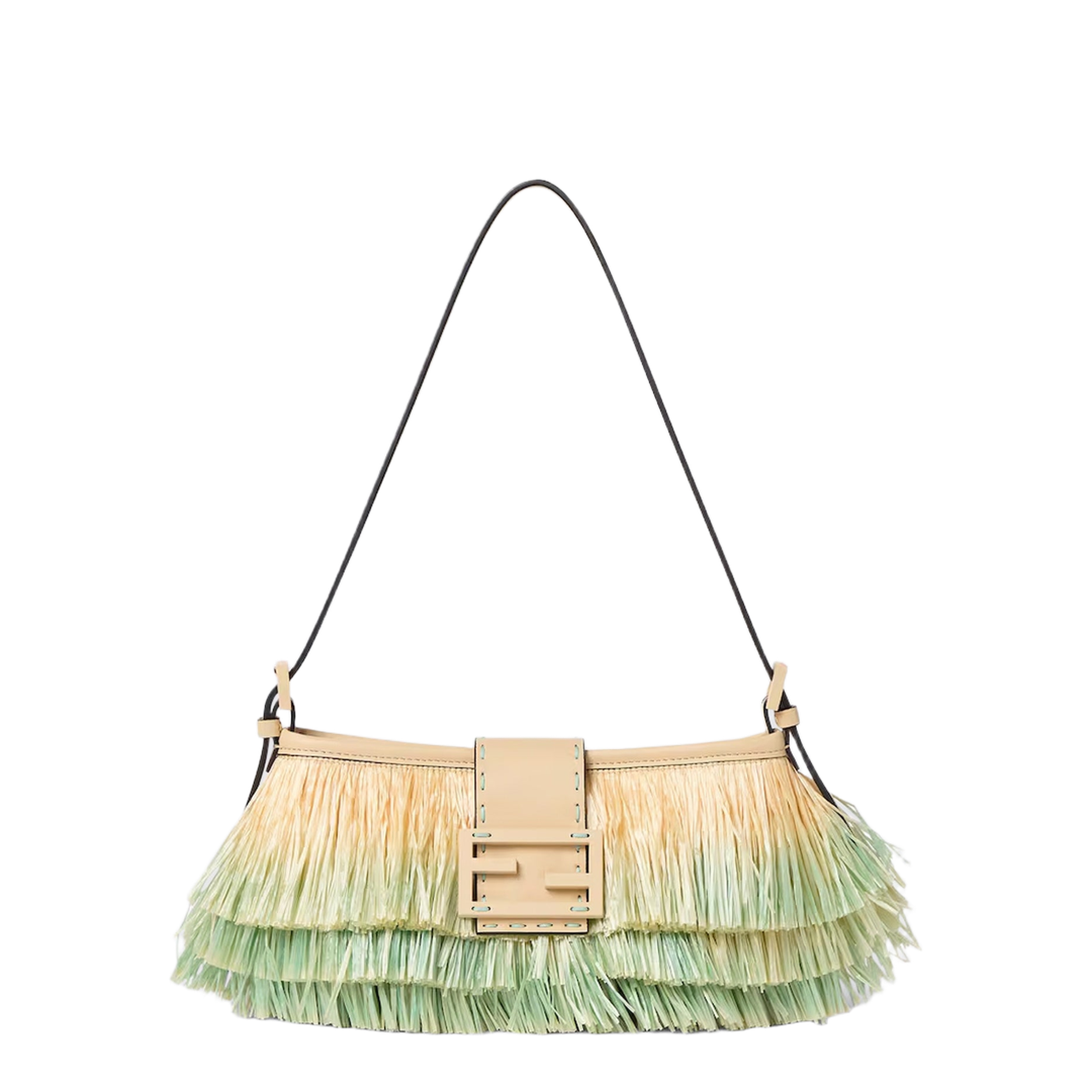 MAYFEYR - Fendi - Baby B Mini Bag In Light Green Ombré Raffia - 8BS117AY5DF1X2A