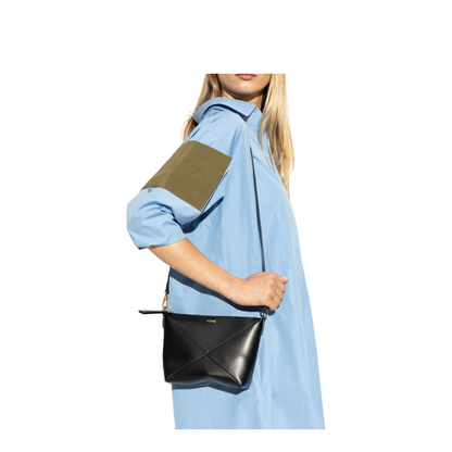 Puzzle Fold Leather Pouch - Black