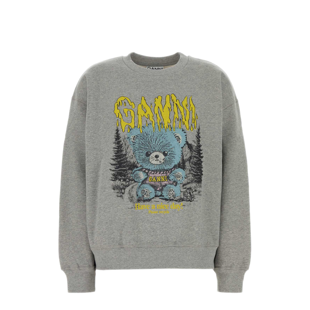 MAYFEYR - Ganni - Isoli Crewneck Teddy Forest Print - A1060092920