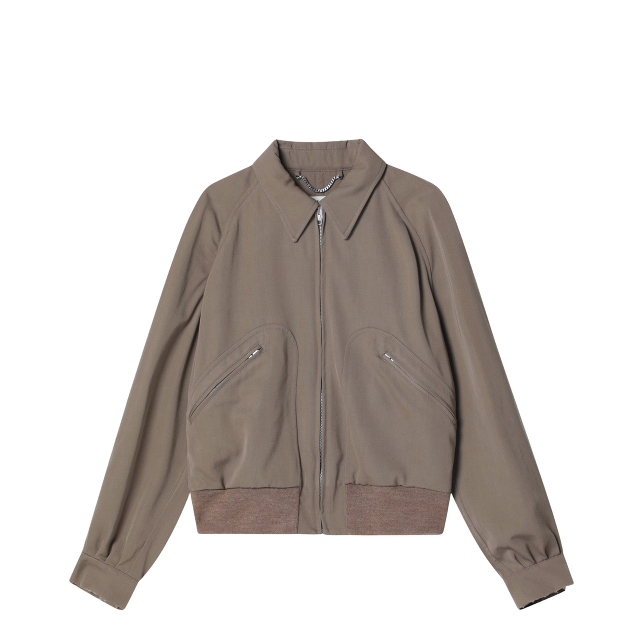 Beige Virgin Wool Zip-Up Jacket