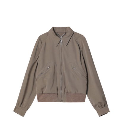 Beige Virgin Wool Zip-Up Jacket
