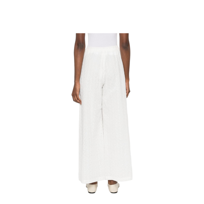 MAYFEYR - Forte Forte - Flared Muslin Trousers With Broderie Anglaise Embroidery Crystal - 14878MYPANTSCRYSTAL