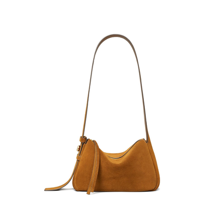 Romy Suede Leather Shoulder Bag in Brown