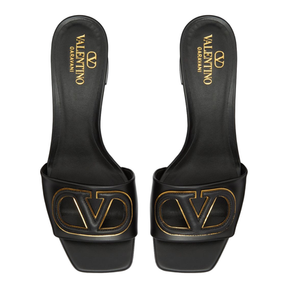 VLogo Cut-Out Leather Mules