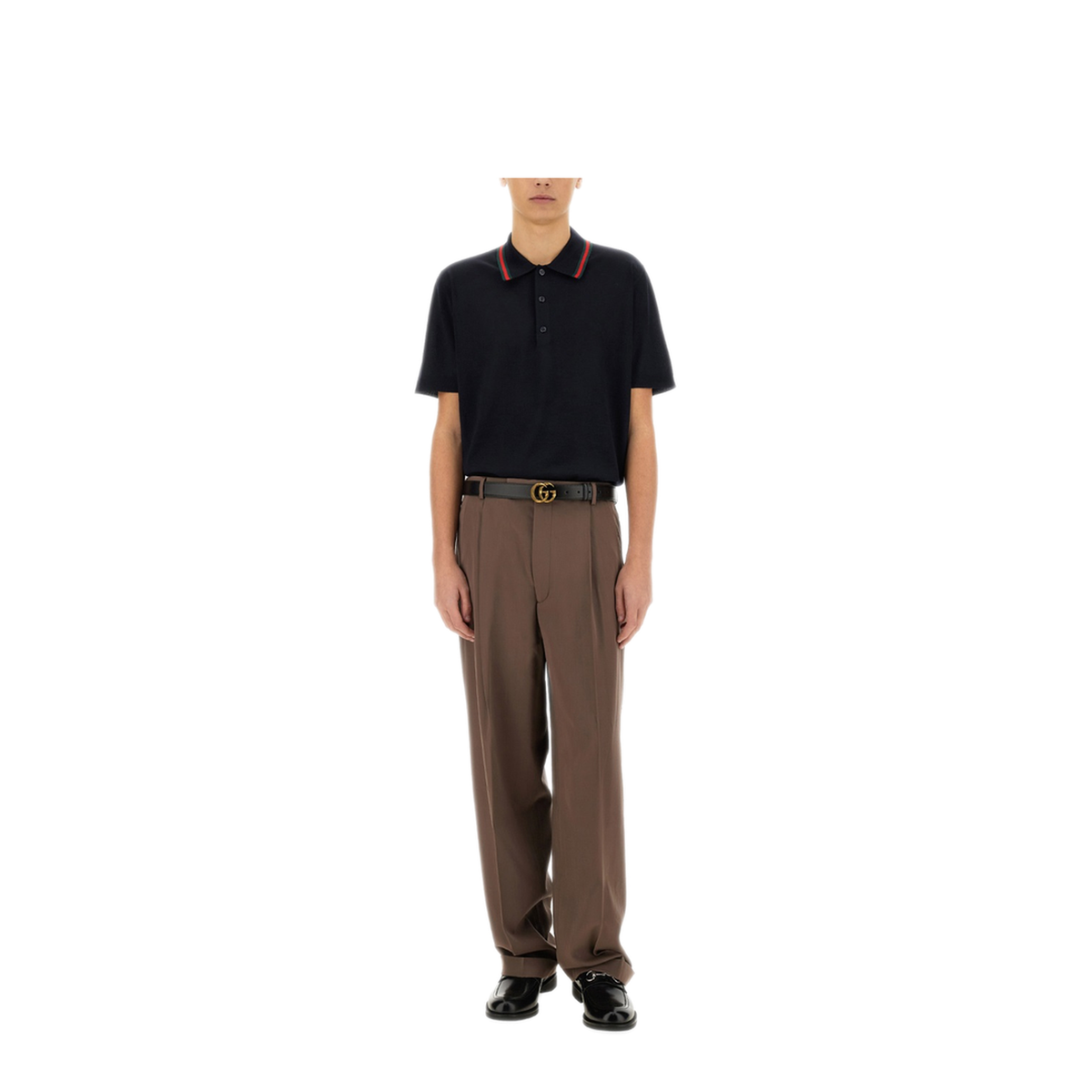 MAYFEYR - Gucci - Knitted Wool Polo Shirt With Web Pattern - 819225XKEJV4060