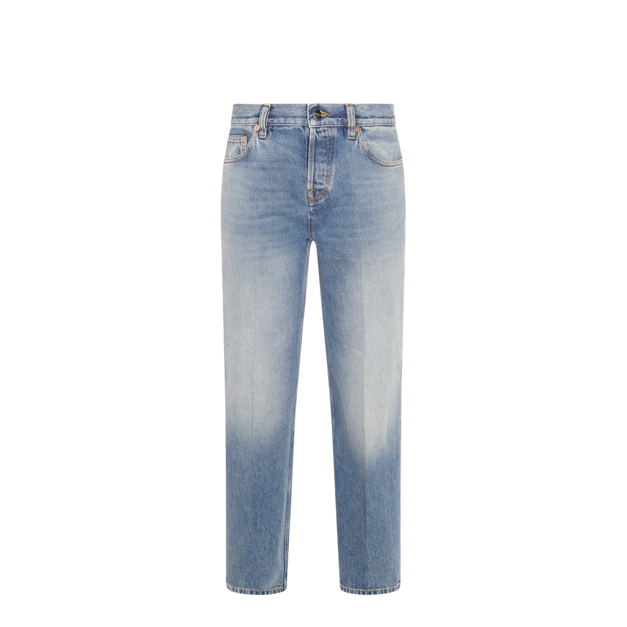 Straight Fit Denim Pants in Light Blue