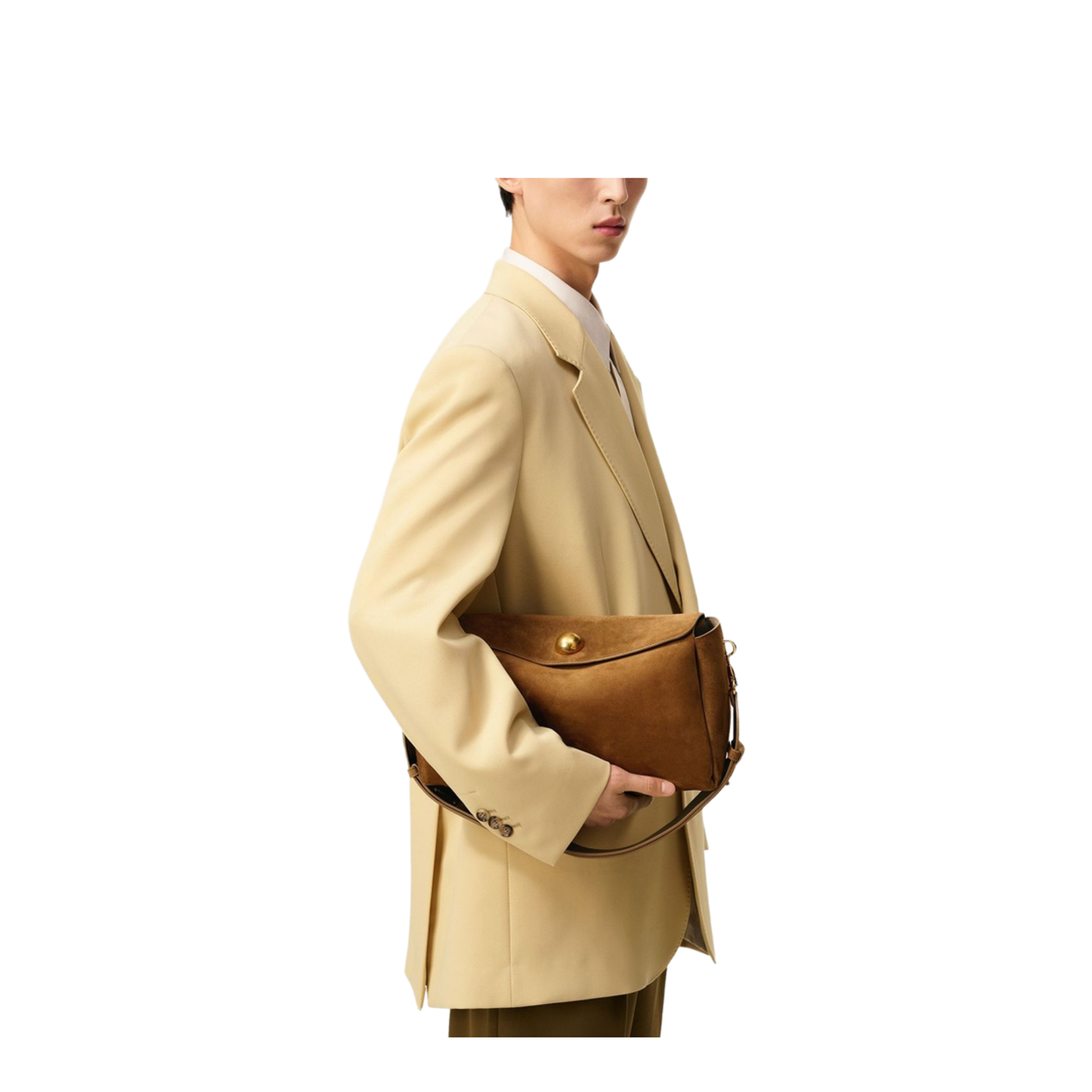 Hazelnut Brown Suede Leather Carrousel Medium Bag