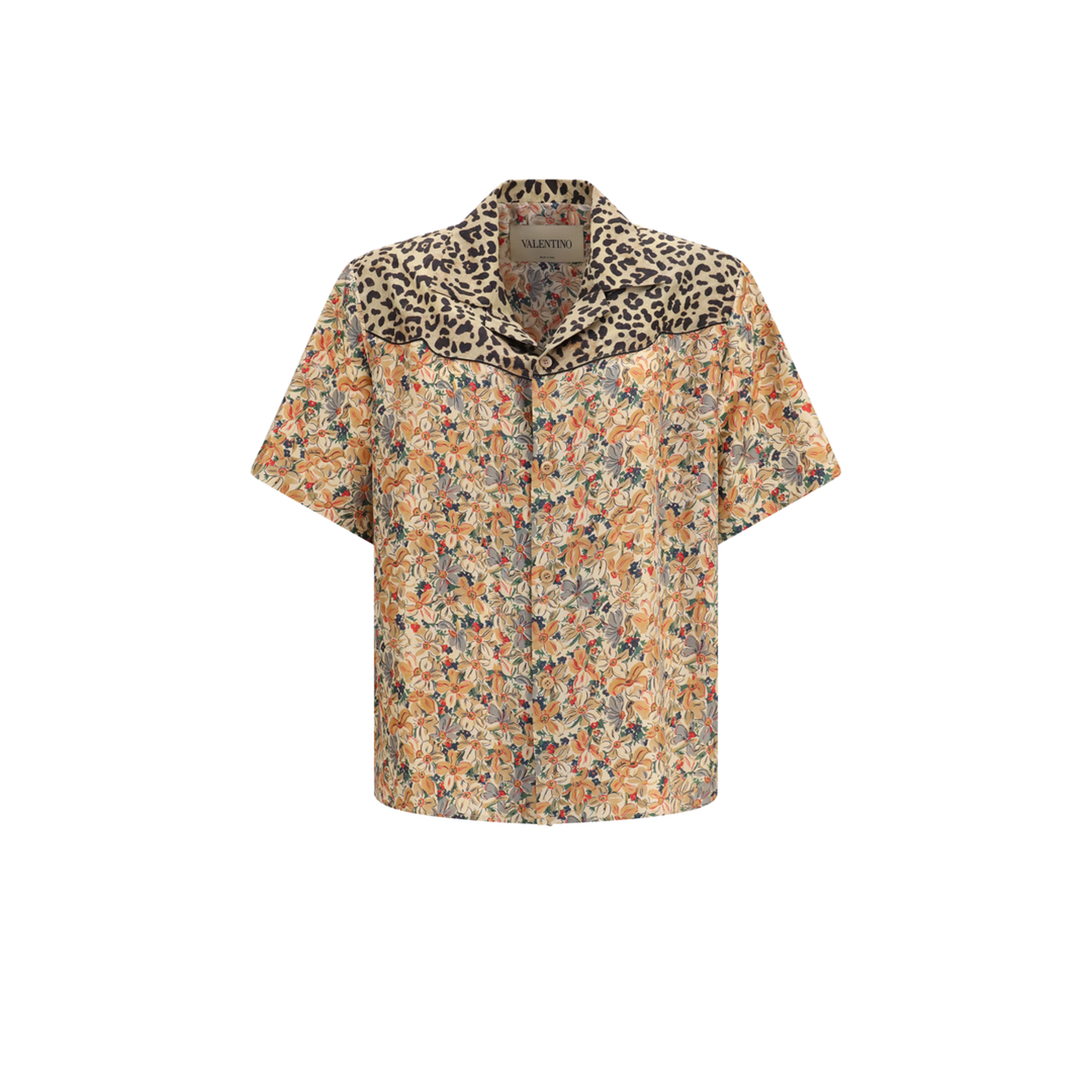 MAYFEYR - Valentino - Short-Sleeve Floral And Leopard Print Shirt - 9V3AA311BJ1