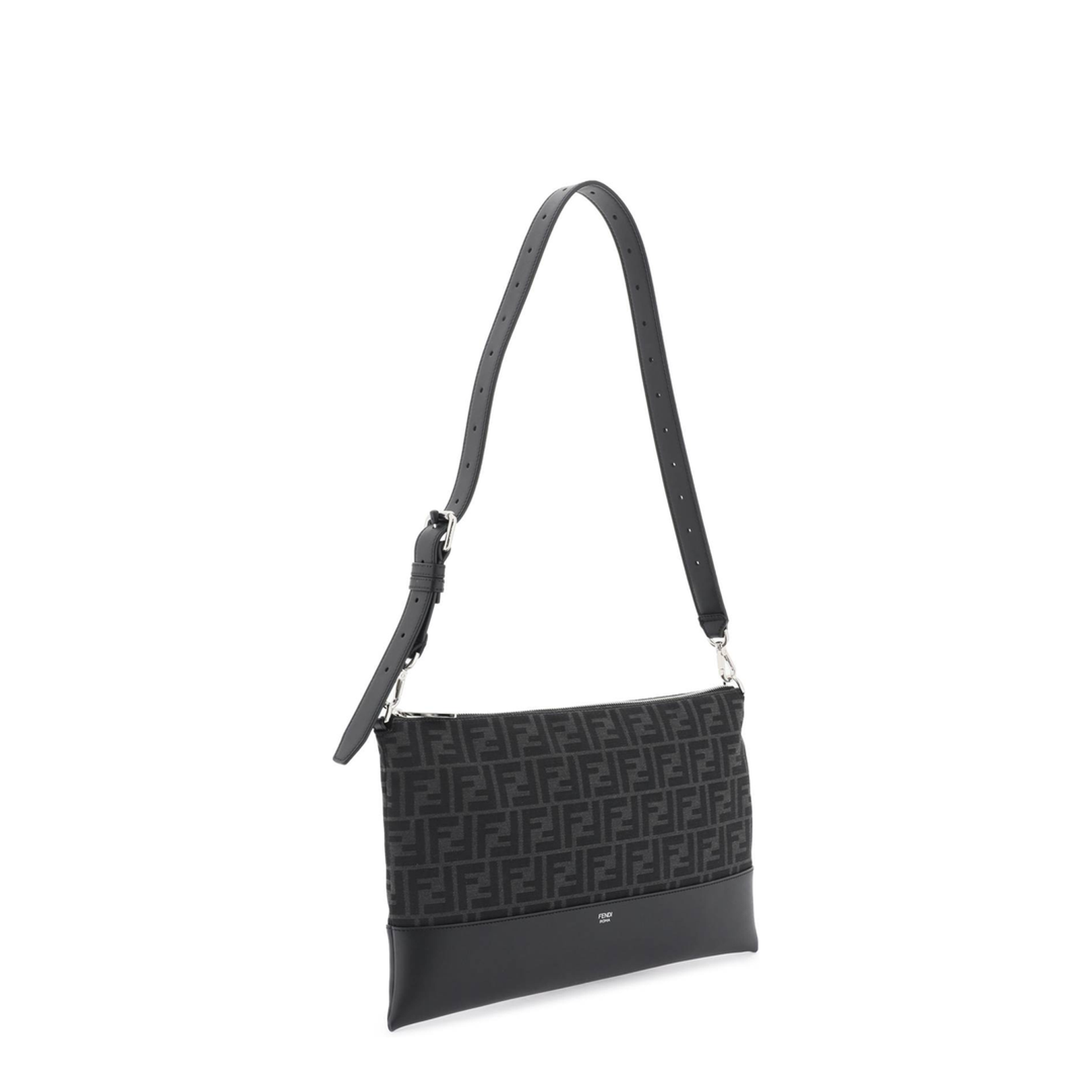 Diagonal Medium Leather Crossbody Bags - Black
