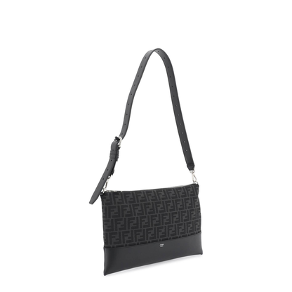 Diagonal Medium Leather Crossbody Bags - Black