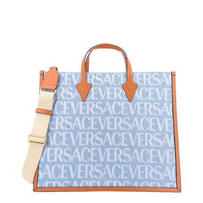 Denim Allover Logo Tote
