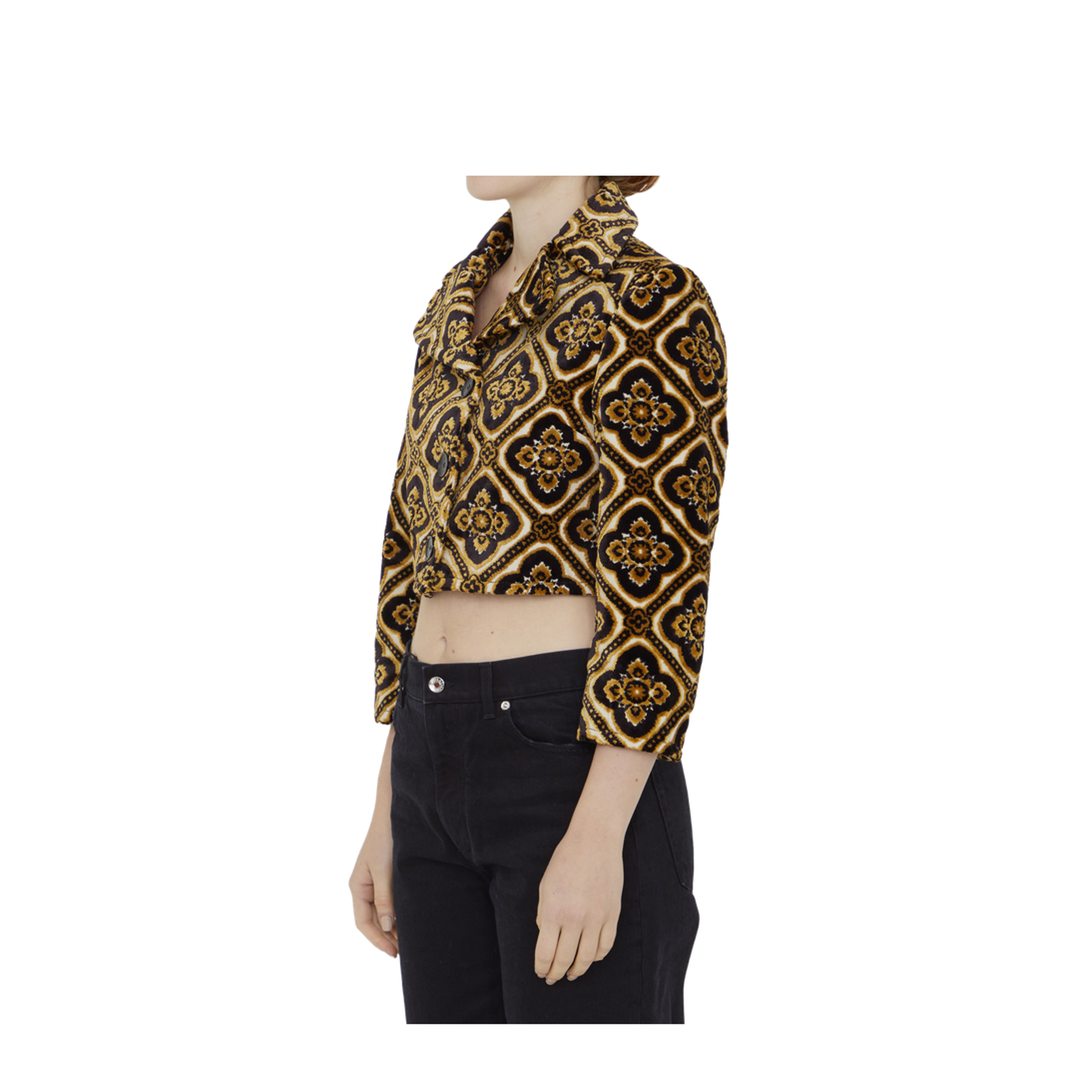 Cropped Jacket Jacquard Velvet