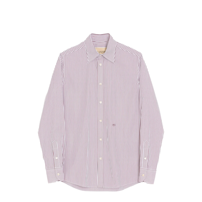 MAYFEYR - Valentino - Cotton Poplin Striped Shirt With Vlogo Embroidery - VABS81BMR