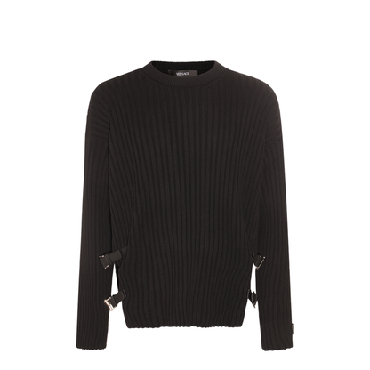 Ribbed Wool Sweater In Black