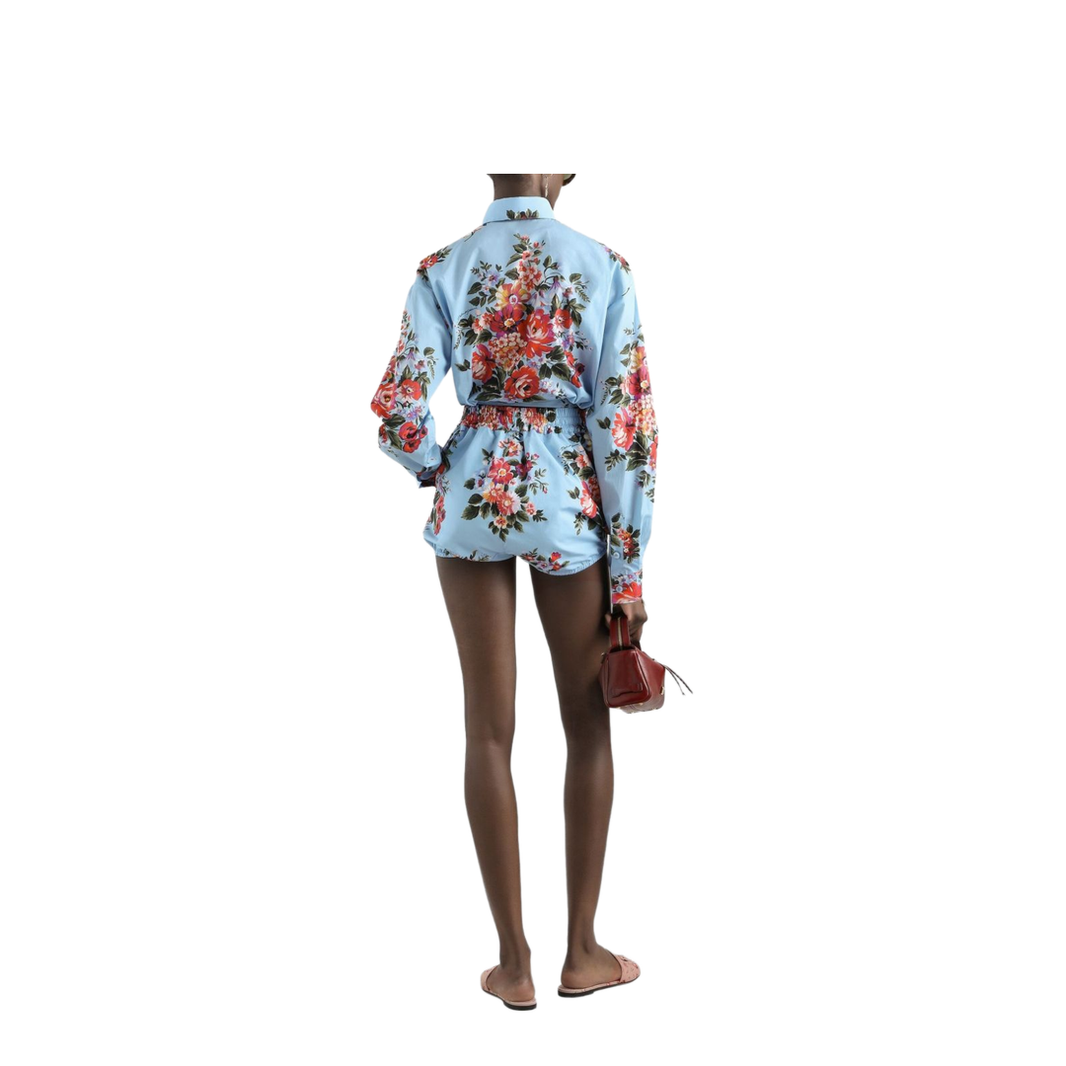 Floral bouquet-print cotton shirt