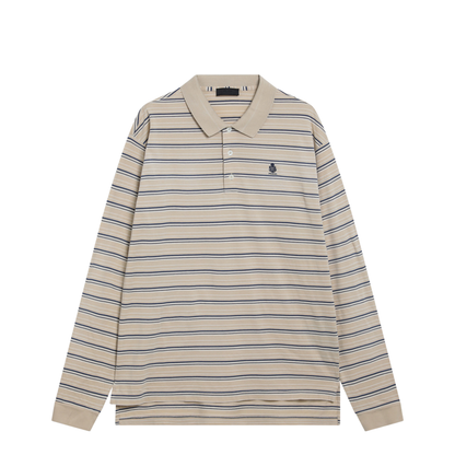 MAYFEYR - Prada - Striped Cotton Piqué Polo Shirt In Desert And Royal - UJL40DOOO19SJF05HE