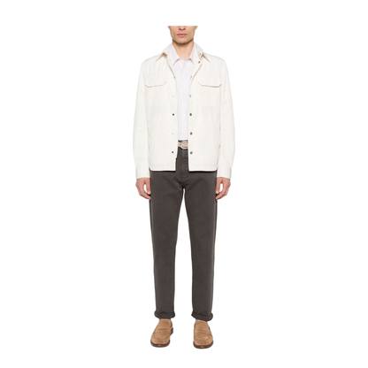 Ecru Linen Shirt with Chest Pockets