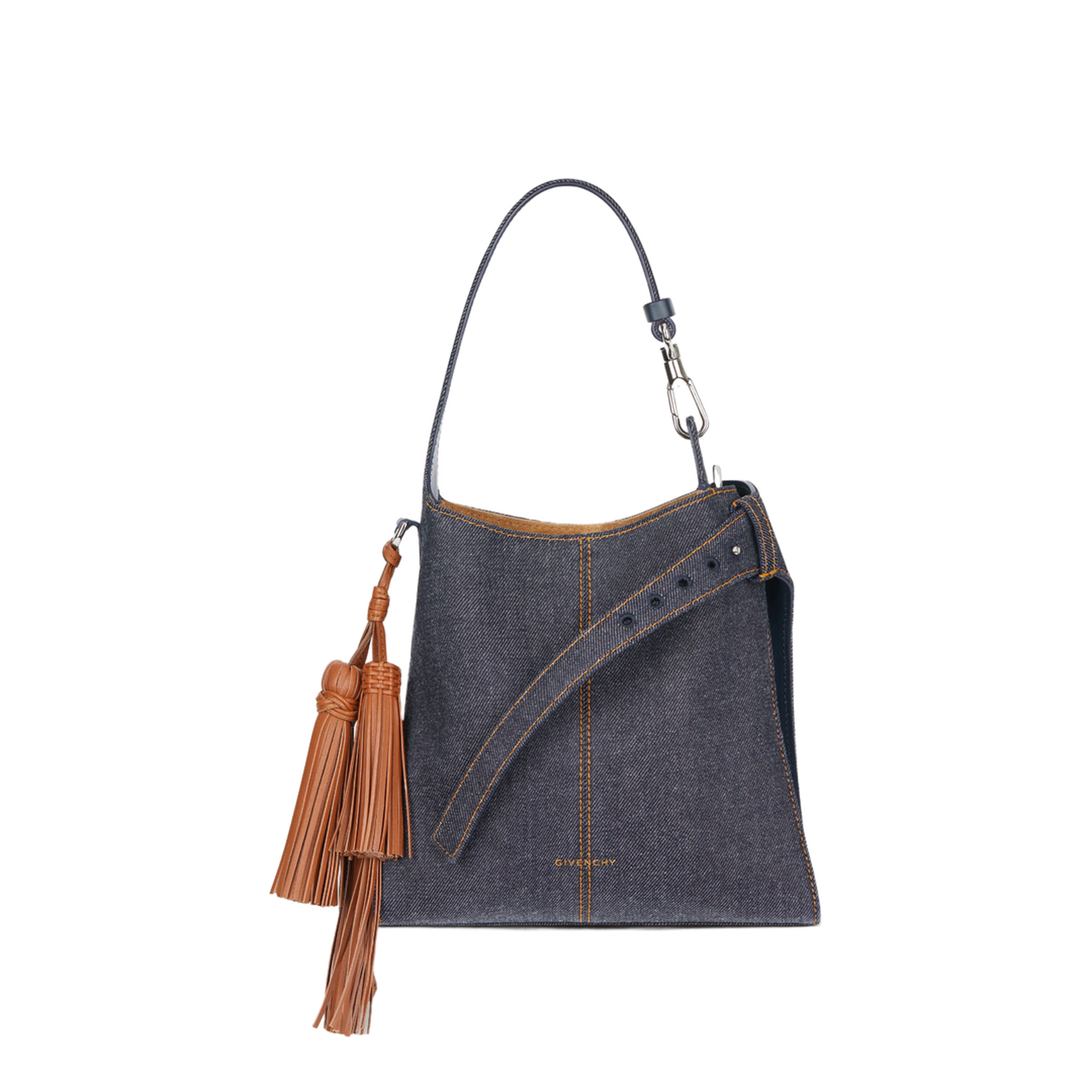 Mini Belted Hobo Bag in Denim - Indigo Blue