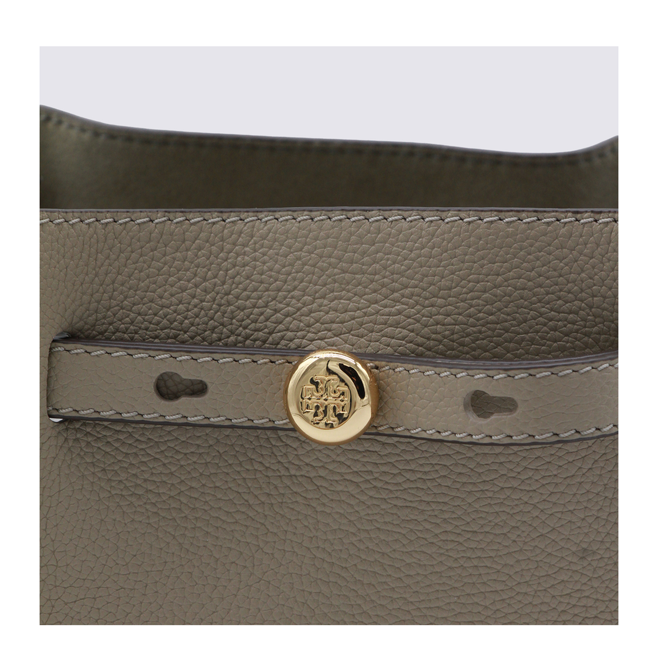 Romy Medium Pebbled Leather Bucket Bag - Soft Cement