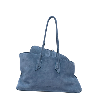 La Passeggiata Medium Suede Top Handle Bag - Sapphire Blue