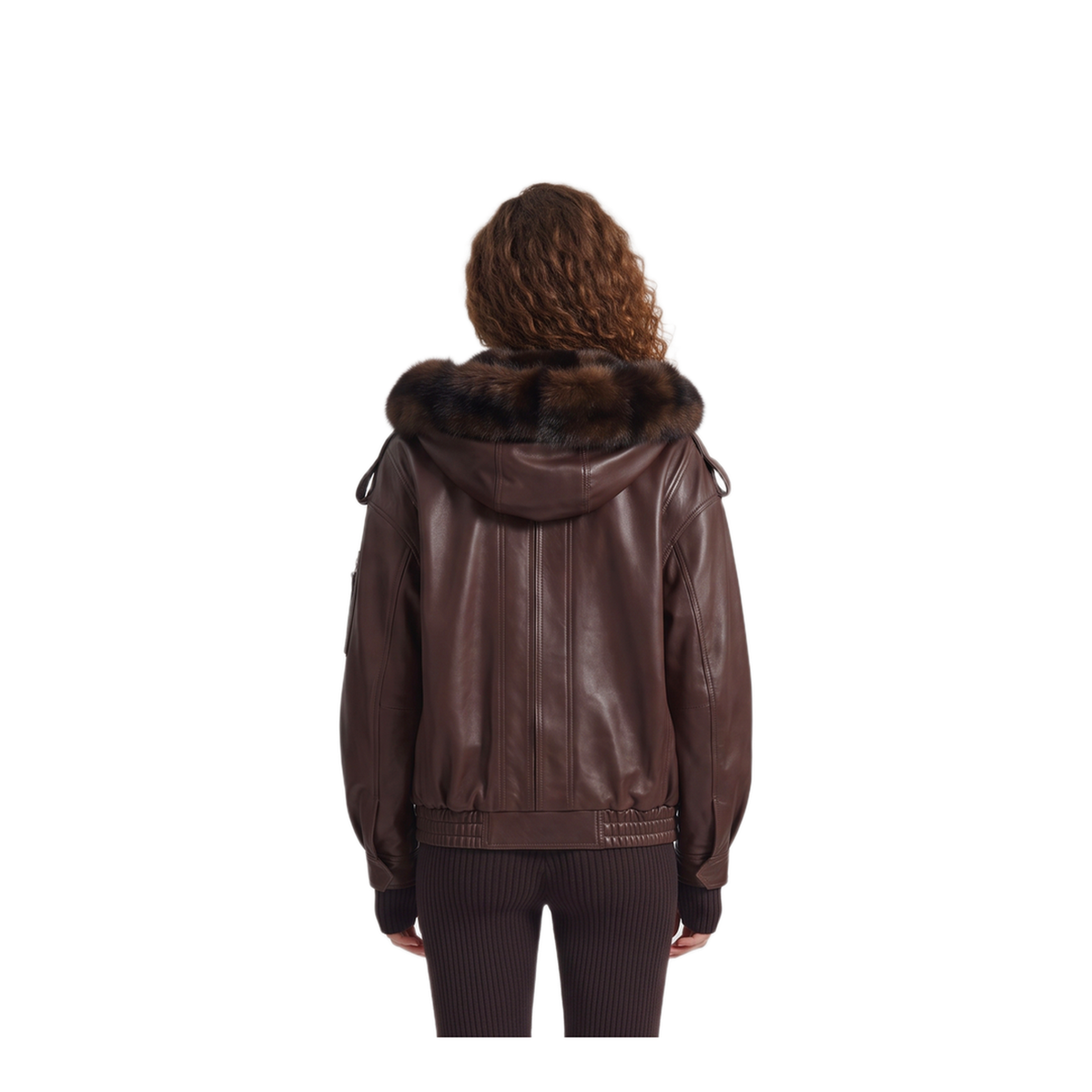 MAYFEYR - The Frankie Shop - Napa Bomber With Hood In Brown Leather - JAFS22732200BROWN