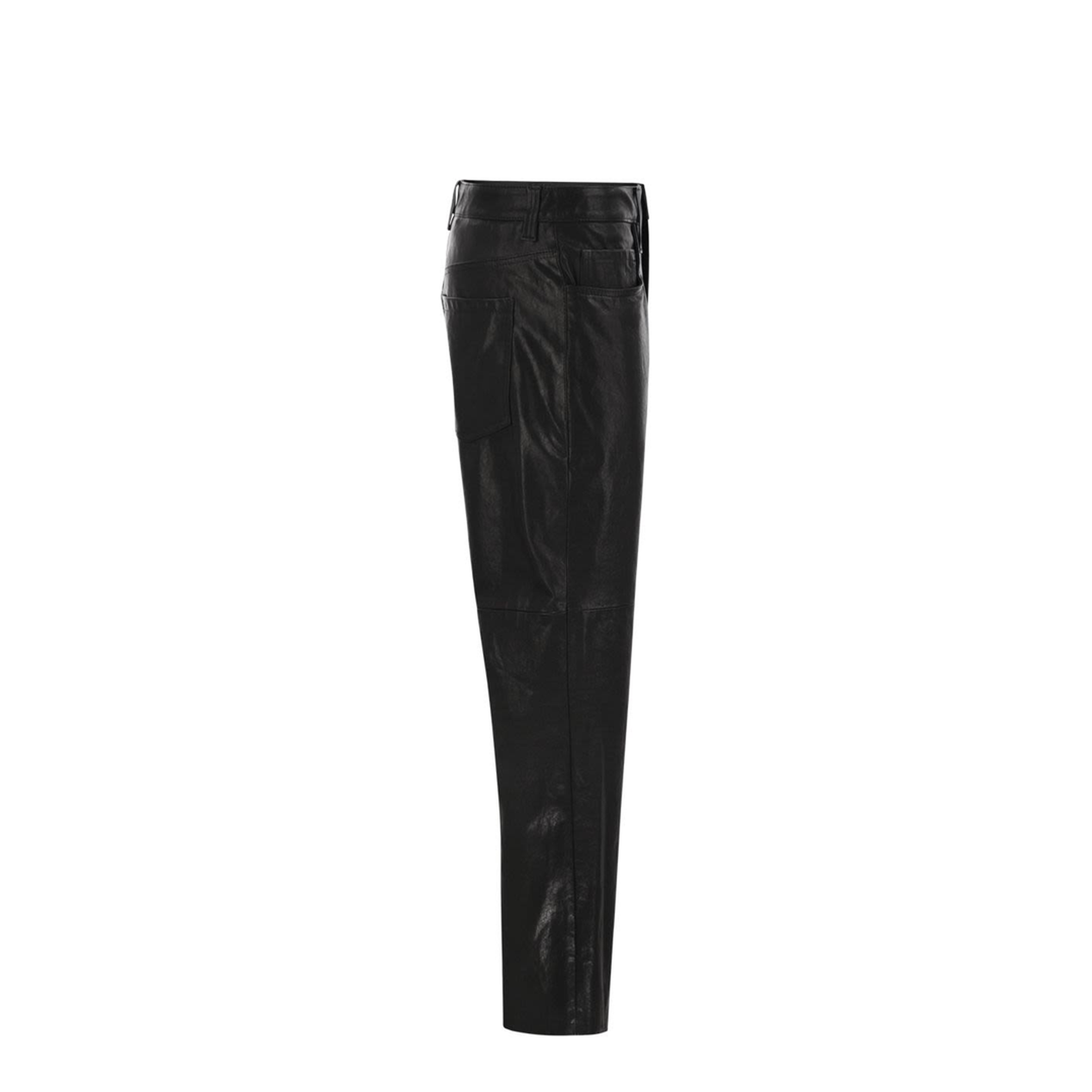 Wide Five-Pocket Trousers in Smooth Nappa Leather