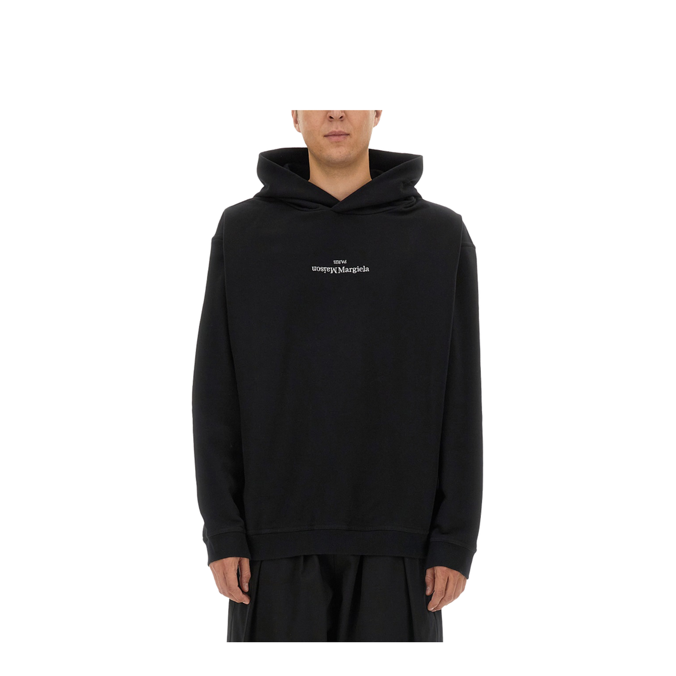Black Cotton Hooded Sweatshirt