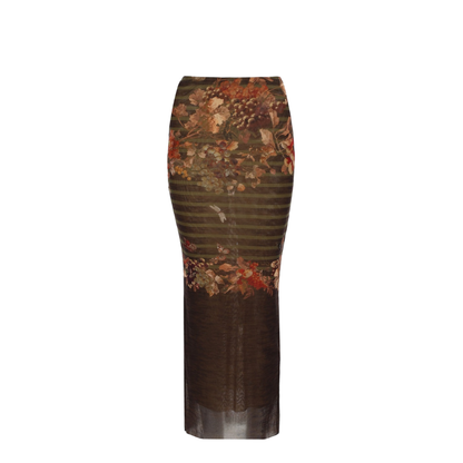 Long Skirt with Mariniere Grape Print