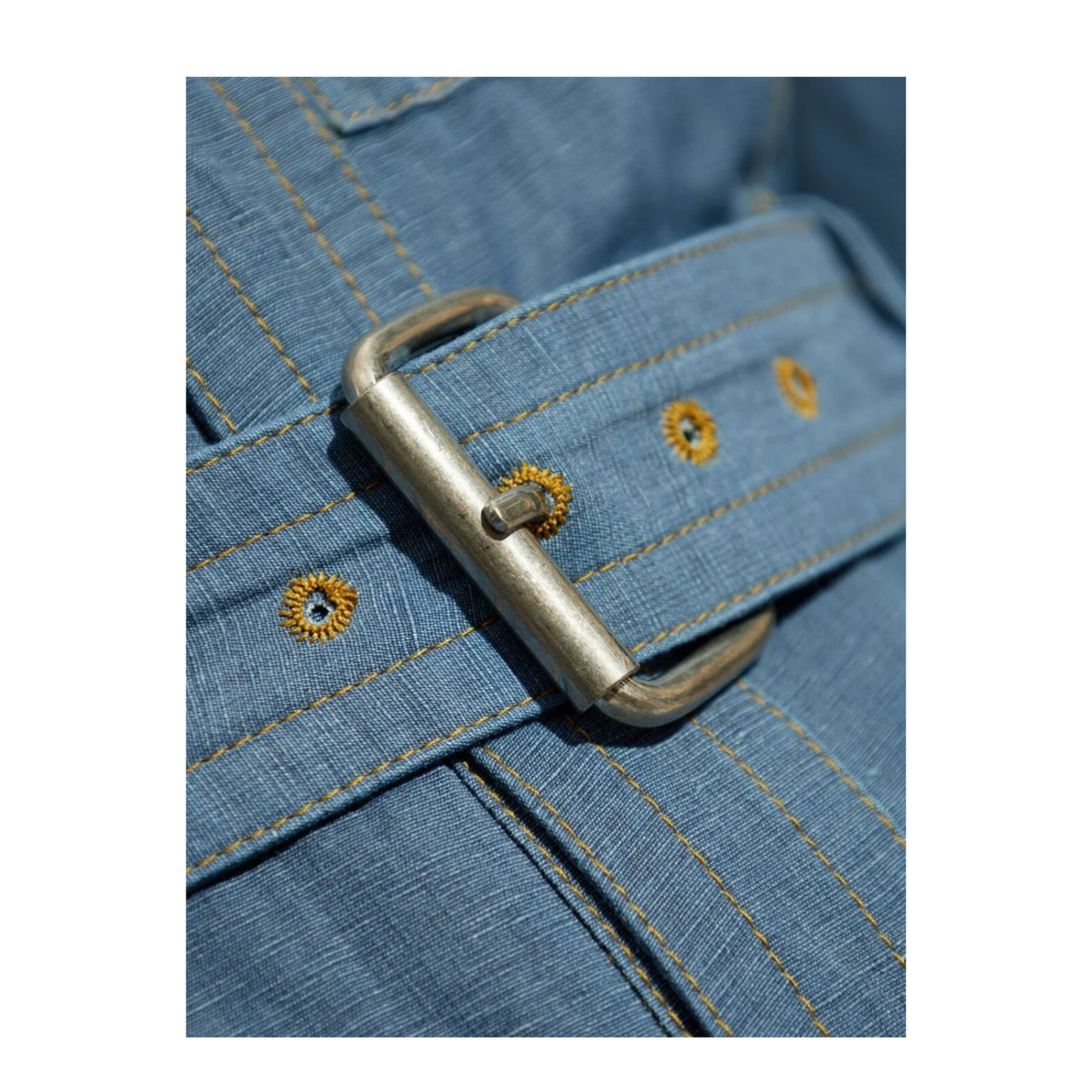 Blue Front Button Fastening Dress