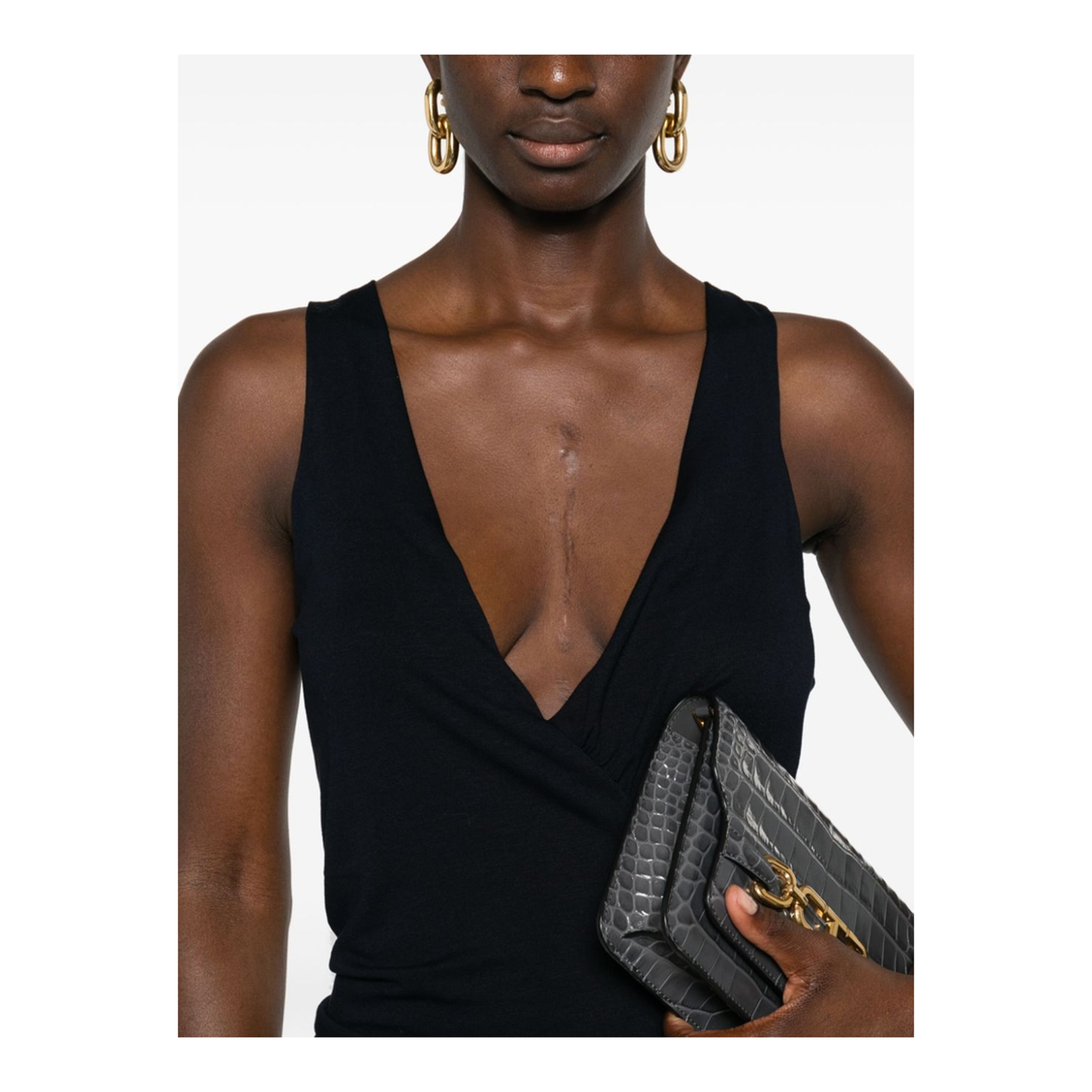 Black Stretch-Design Ruched Dress