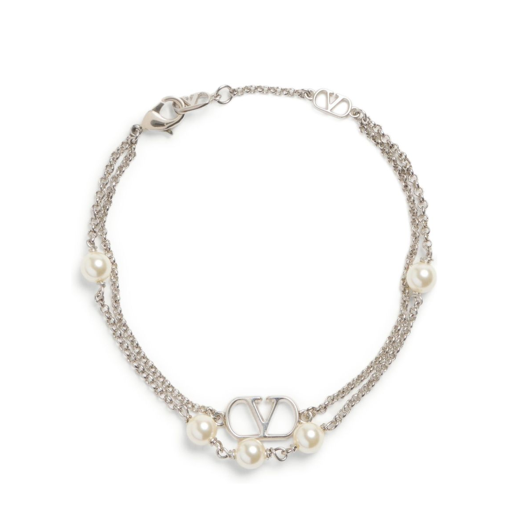 Vlogo Signature Metal Bracelet With Swarovski Pearls