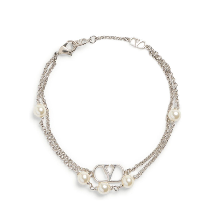 Vlogo Signature Metal Bracelet With Swarovski Pearls