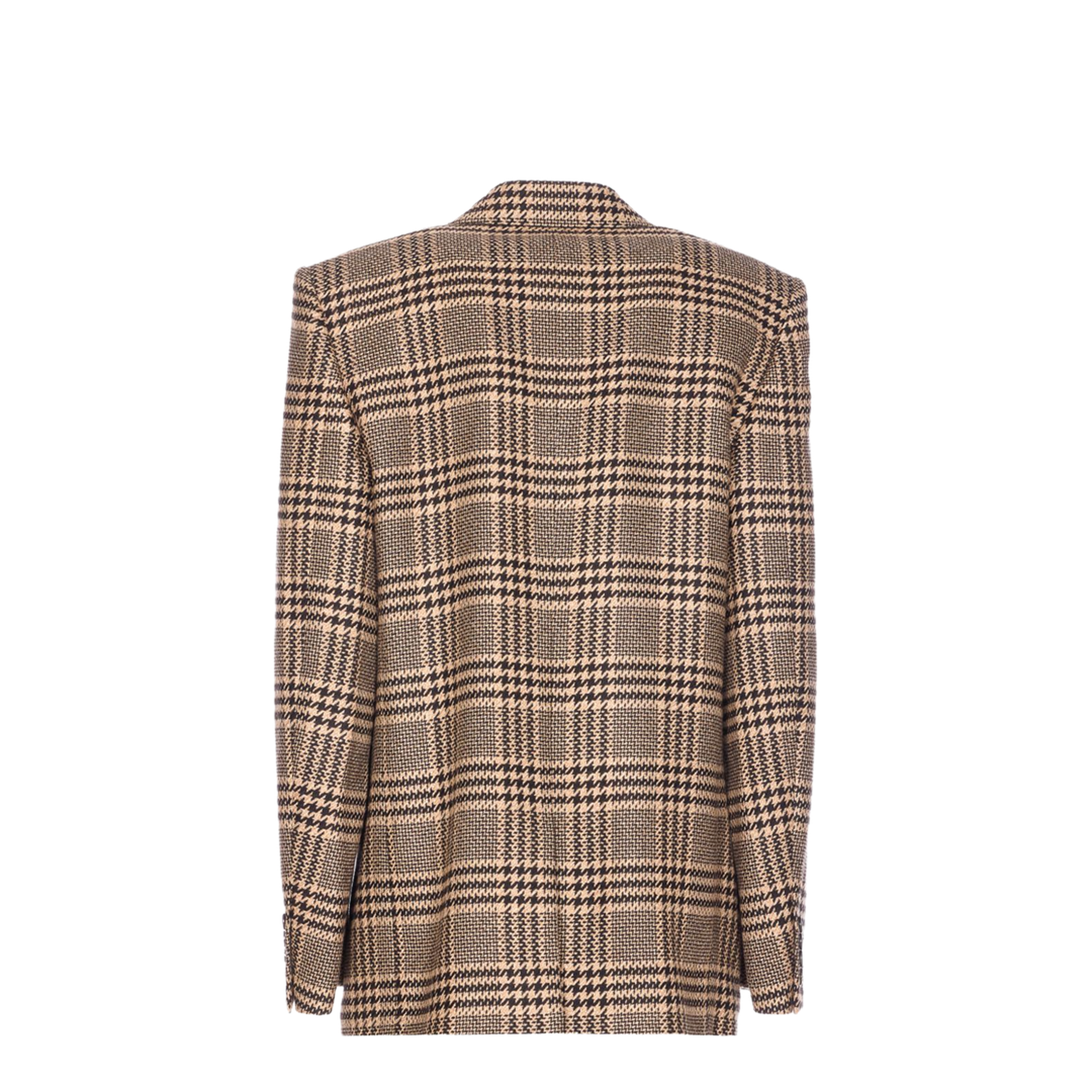 Jacket in Prince of Wales Silk and Cashmere in Black