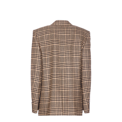 Jacket in Prince of Wales Silk and Cashmere in Black