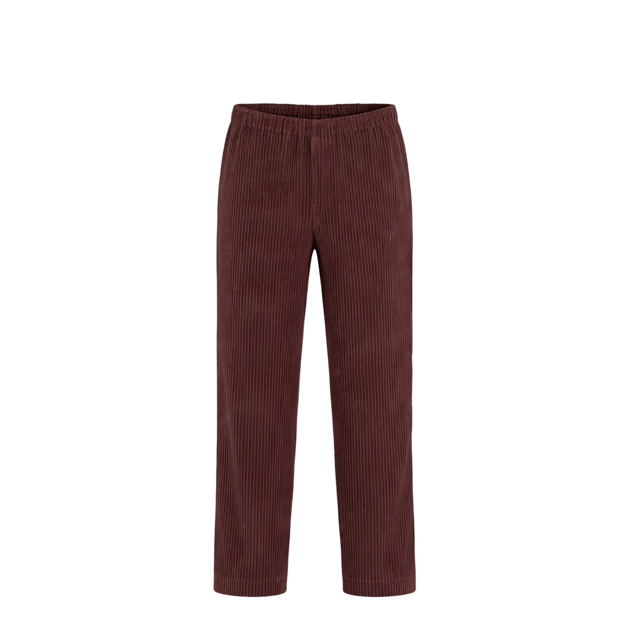 Brown Pleated Design Cropped Pants