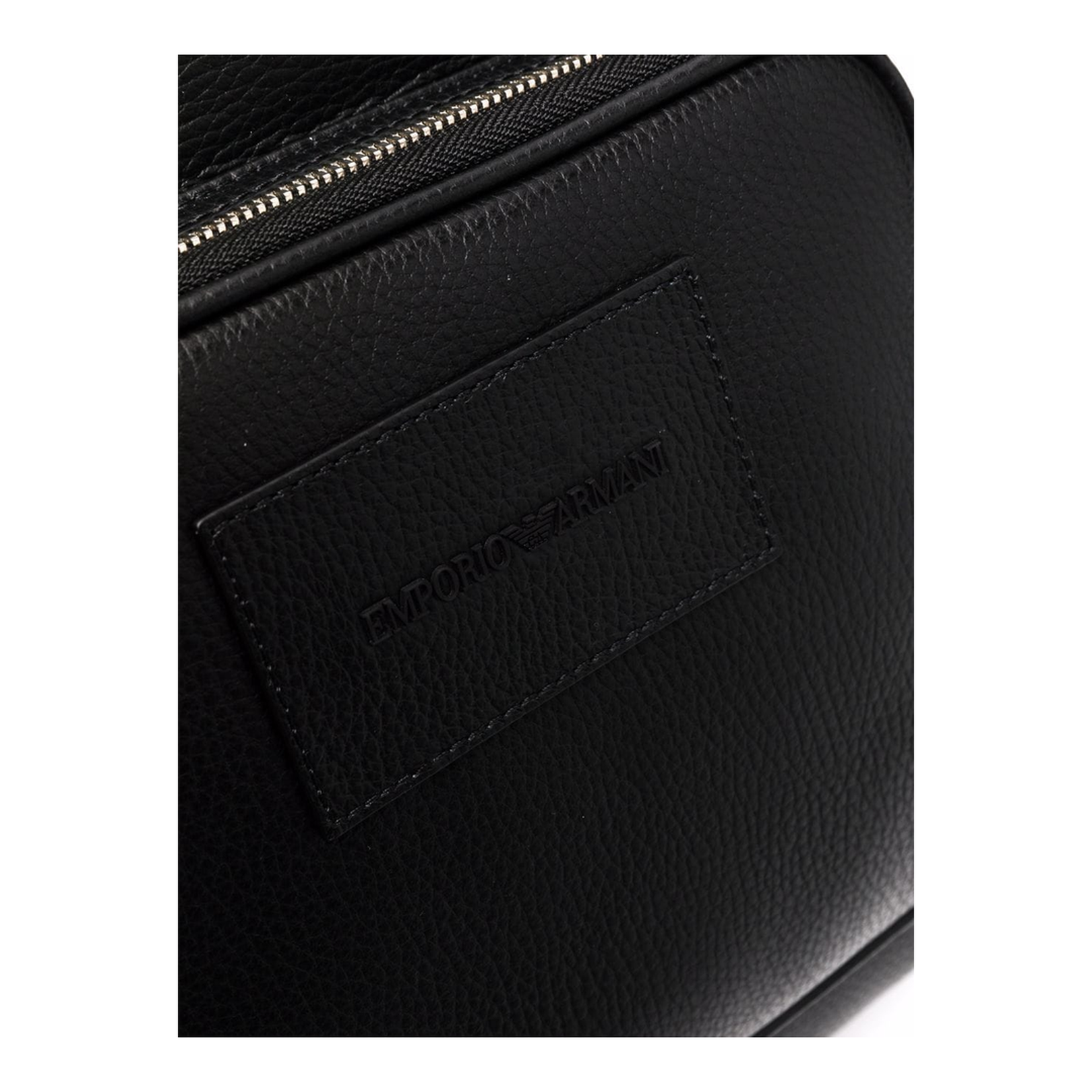 Jet-Black Leather Zip-Up Backpack