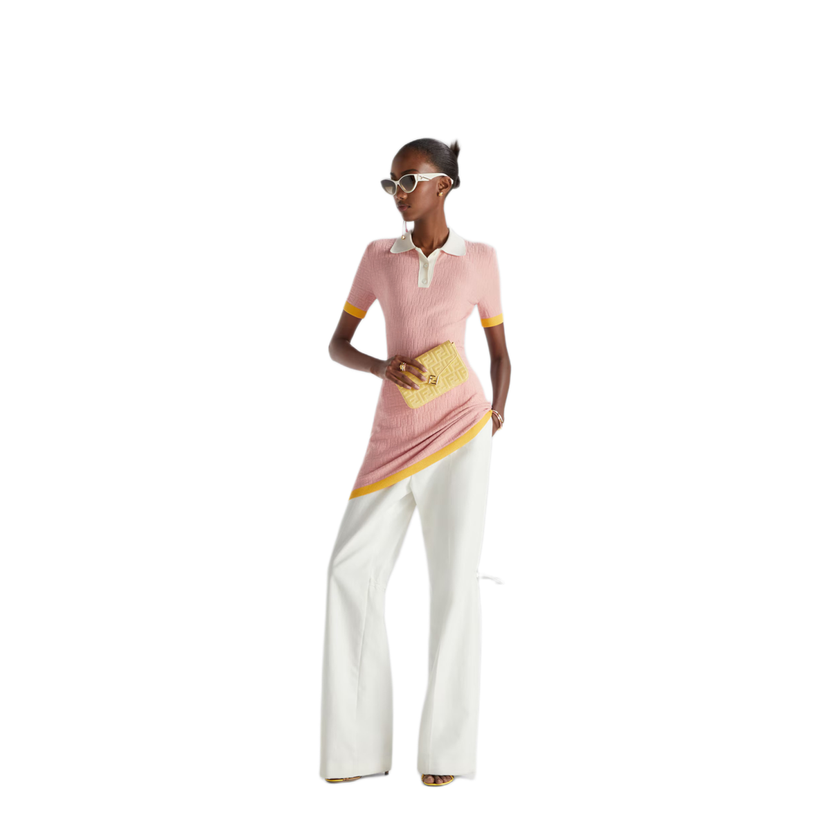 Pink Polo Dress with FF Jacquard