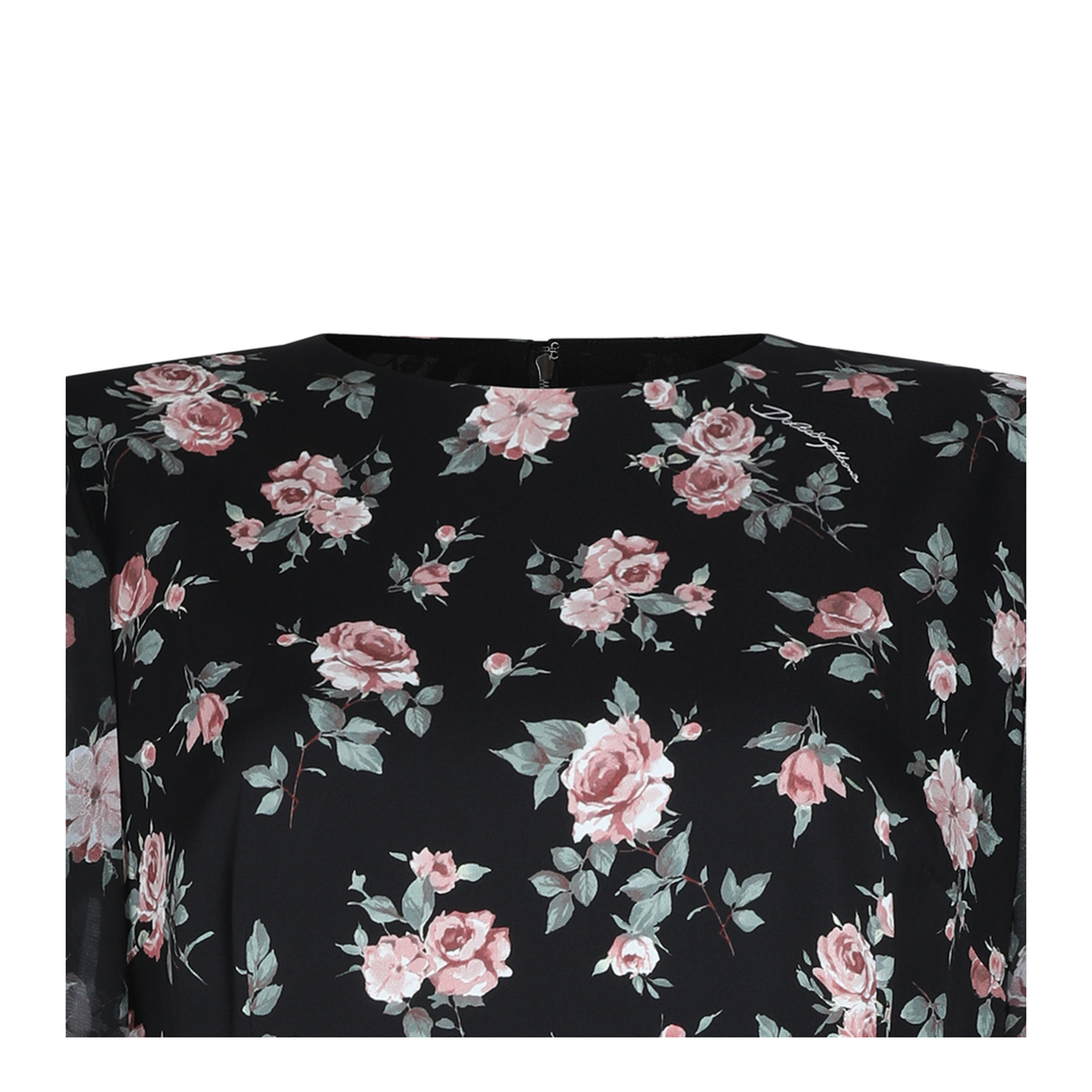 Vintage Roses-Print Charmeuse Dress