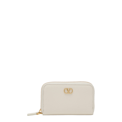 VLogo Signature Mini Zip-Around Wallet In Ivory (I16)