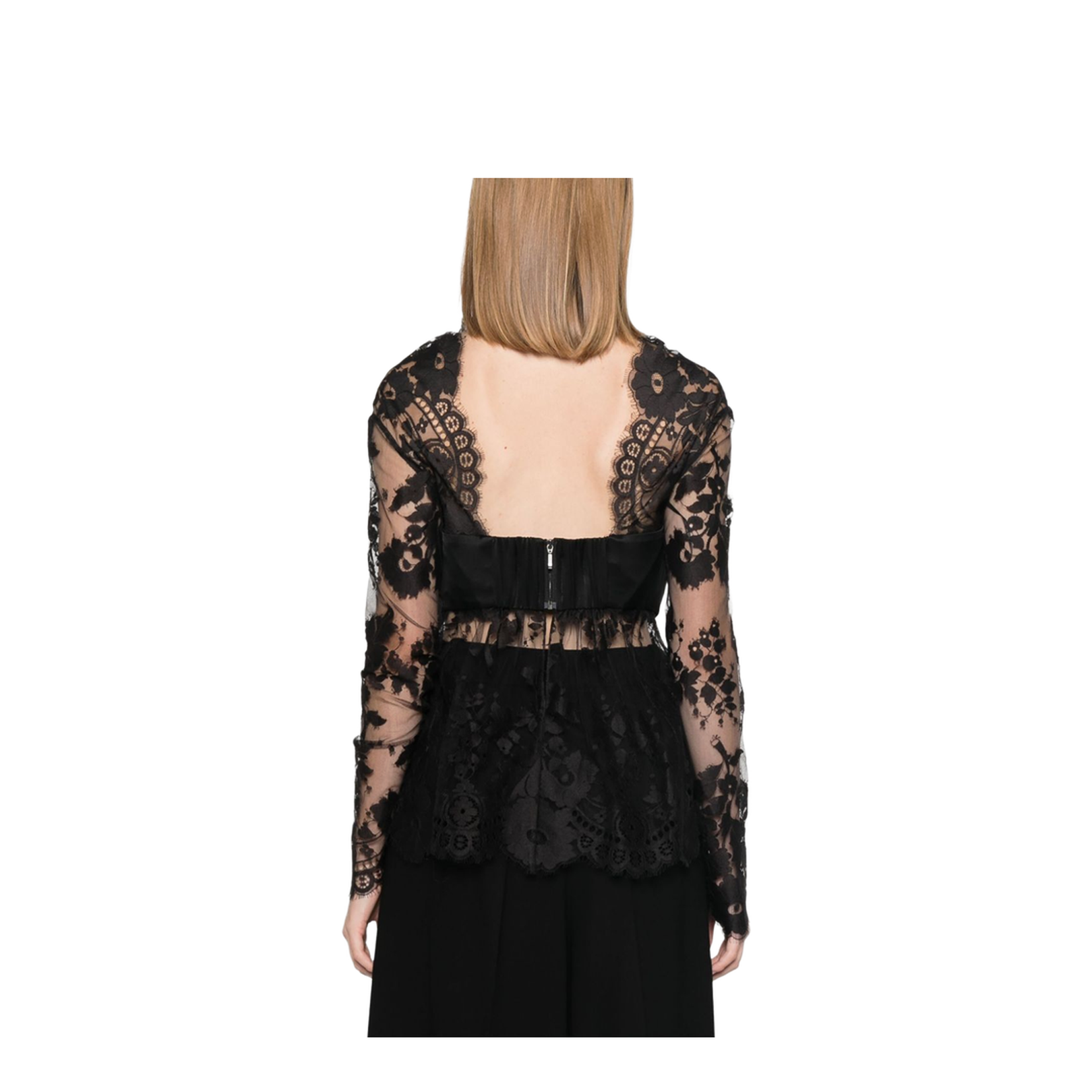 Black Illustration Lace Bow Bodice