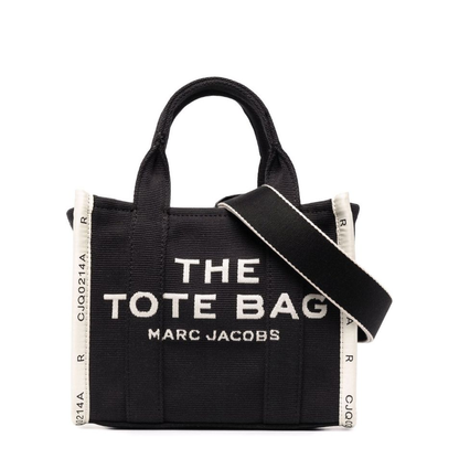 THE Small Woven Jacquard Tote - Black