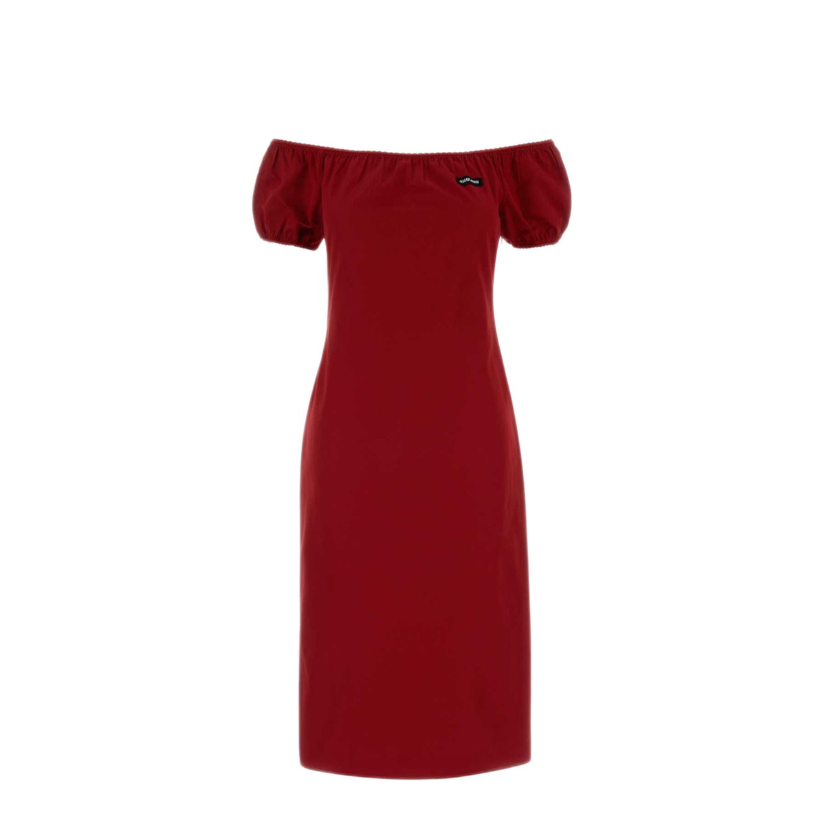 Boat Neckline Cotton Poplin Midi Dress